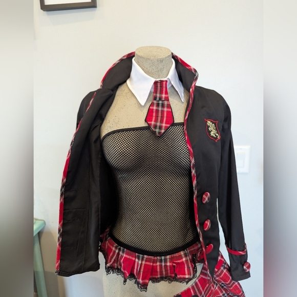 Coquette Seductive Schoolgirl Costume with Black Jacket Women's Sz S/M New - Picture 11 of 15